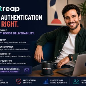 Workreap email authentication services for DKIM, SPF, and DMARC setup.