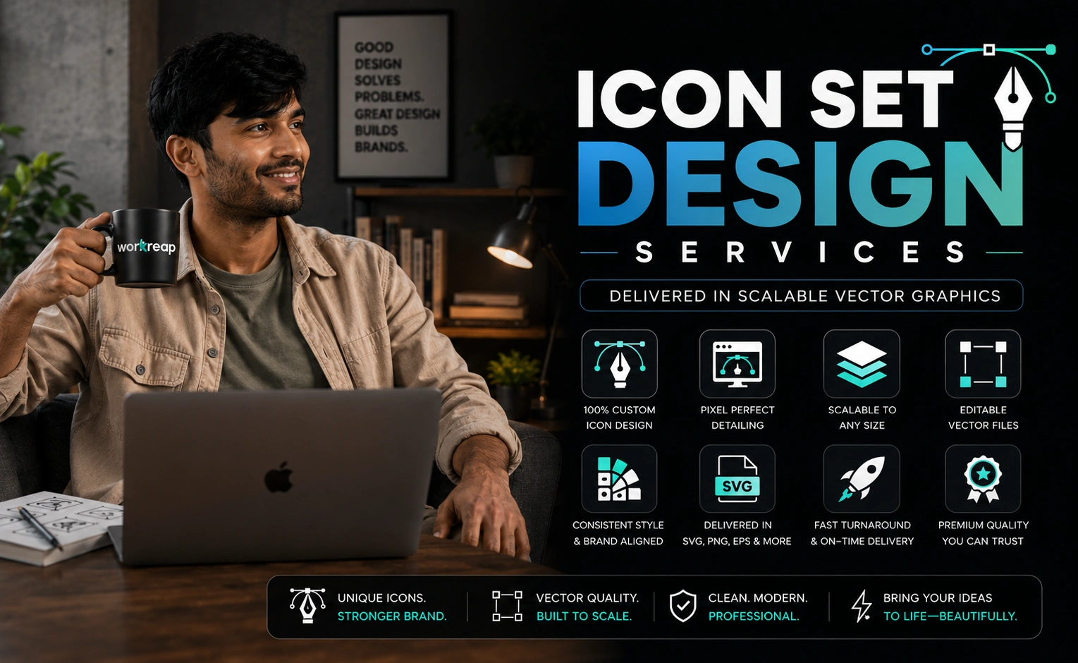 I will design clean, scalable vector icons for UI, UX, and apps