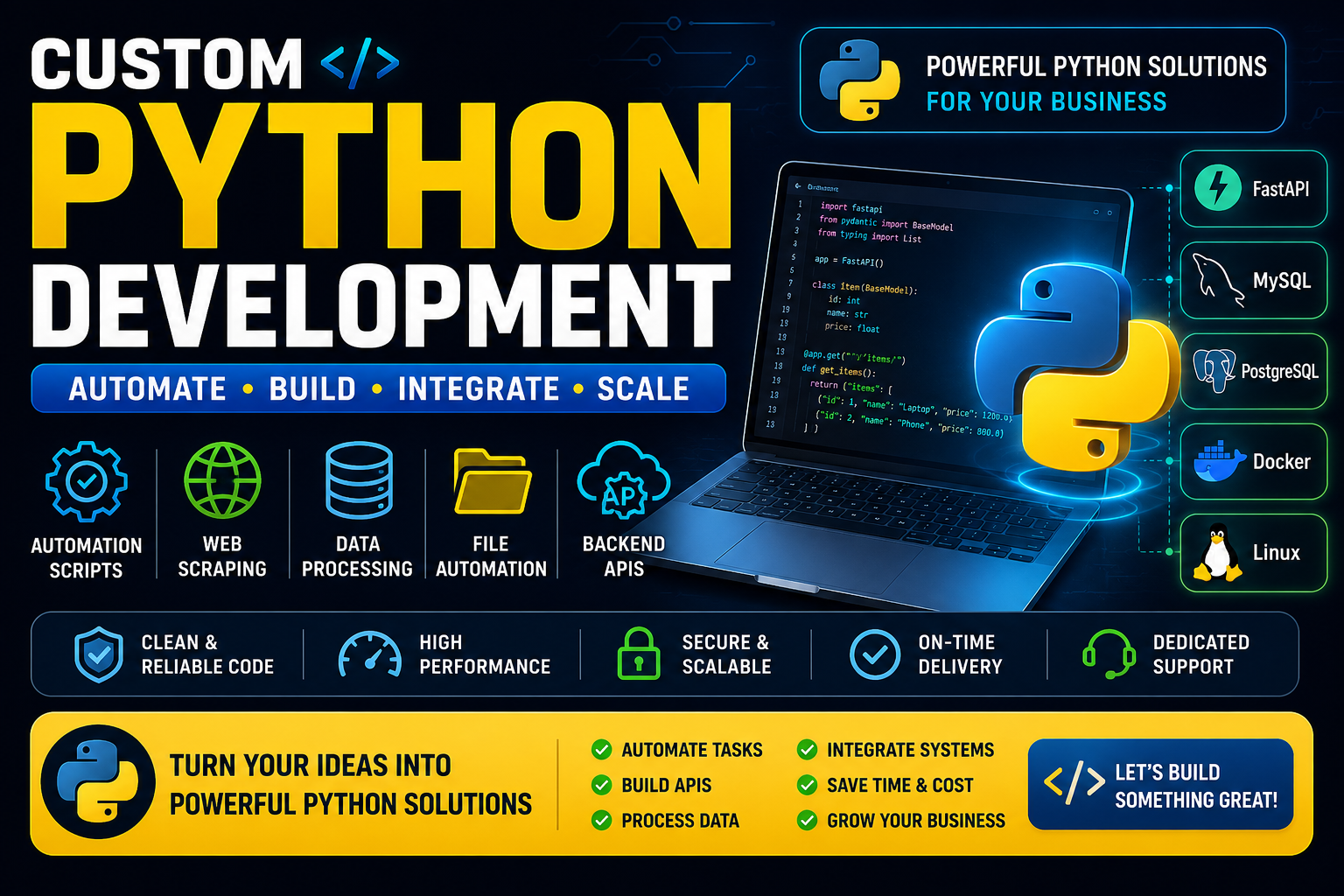 I will develop Python automation scripts, APIs, web scraping, and AI solution